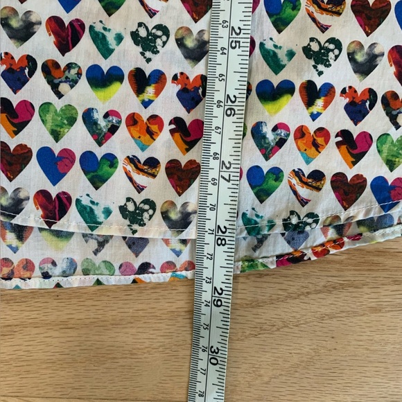 NeroSfumato Positano Liberty Fabrics Heart Pattern Button Down Cotton Shirt Sz L - Picture 10 of 10